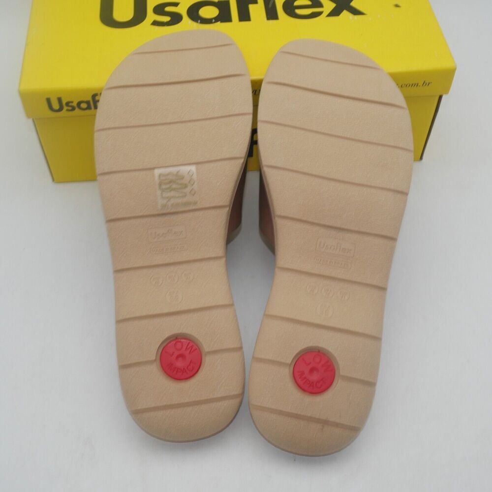 NEW Women's 10 Bunion Comfort Tan Brown Sandals Slides USAflex sold at Hammacher - Picture 8 of 9